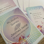My Healing Journey Journal Cards – closed deck box beside an inspirational quote card reading "I am not this hair, I am not this skin, I am the soul that lives within," Rumi.